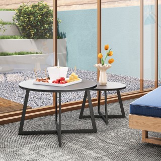 Outsunny Σετ 2 Εξωτερικά Τραπέζια με Γυάλινη Επιφάνεια, Ø70x45 cm κ... Outsunny Σετ 2 Εξωτερικά Τραπέζια με Γυάλινη Επιφάνεια, Ø70x45 cm κ...