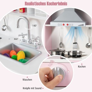 Costway  Παιδική Κουζίνα Παιχνιδιού με Ρυθμιζόμενο Ύψος και Ρεαλιστ...