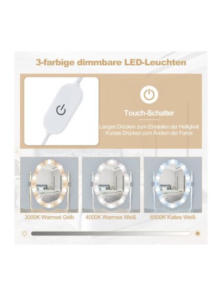 Costway Τουαλέτα Μακιγιάζ με LED Φωτισμό Ρυθμιζόμενης Φωτεινότητας ...