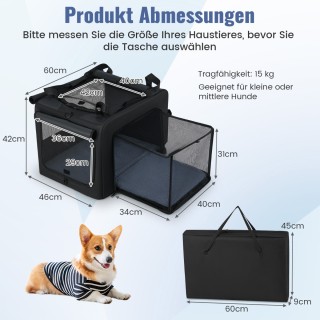 Costway Πολυλειτουργικό Φορητό Κλουβί Μεταφοράς Κατοικιδίων 80 x 60...