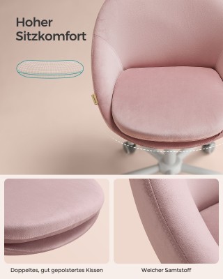 Καρέκλα Γραφείου SONGMICS Βελούδινη Ροζ OBG020R02 Καρέκλα Γραφείου SONGMICS Βελούδινη Ροζ OBG020R02