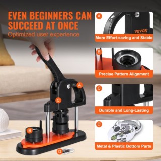 Μηχανή Κατασκευής Κουμπιών VEVOR 32mm με 500 Τεμάχια και Κόφτη  SLK...