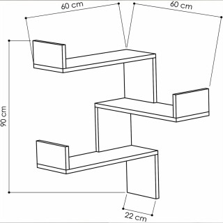 Shally Dogan Γωνιακό Ραφιέρα Τοίχου 3 Επιπέδων Ανθρακί 60x22x90 εκ....