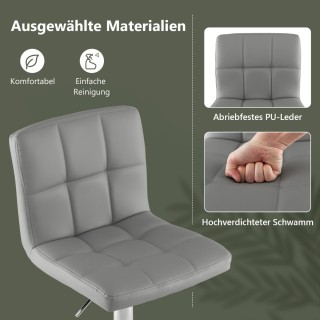 Costway Σετ 2 Περιστρεφόμενοι Ρυθμιζόμενοι Γκρι Μπαρ Σκαμπό από Συν...