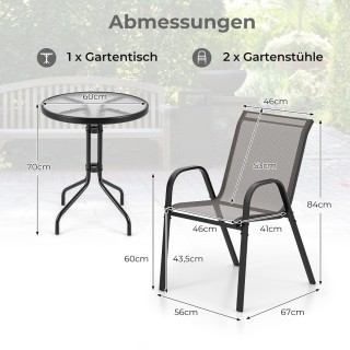 Costway Εξωτερικό Σετ Καθιστικού με Στρογγυλό Τραπέζι και 2 Στοιβαζ...
