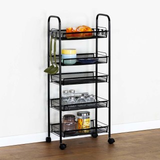 BAKAJI Πολυλειτουργικό Κινητό Καρότσι Αποθήκευσης 5 Επιπέδων Μαύρο ... BAKAJI Πολυλειτουργικό Κινητό Καρότσι Αποθήκευσης 5 Επιπέδων Μαύρο ...