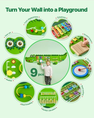 Πάνελ Δραστηριοτήτων Τοίχου – Κροκόδειλος με 9 Δραστηριότητες Monte... Πάνελ Δραστηριοτήτων Τοίχου – Κροκόδειλος με 9 Δραστηριότητες Monte...