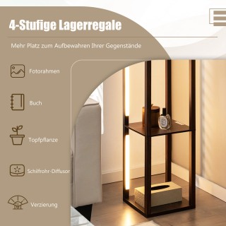 Costway  Επιδαπέδιο Φωτιστικό με Ράφια και Μοντέρνα Σχέδια, LED Λάμ...