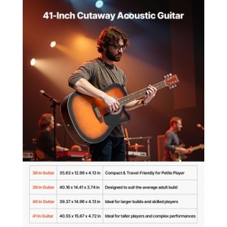 VEVOR Κιθάρα Ακουστική Cutway 41 για Αρχάριους με Θήκη και Αξεσουάρ... VEVOR Κιθάρα Ακουστική Cutway 41 για Αρχάριους με Θήκη και Αξεσουάρ...