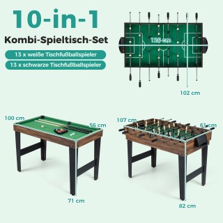 Costway Πολυλειτουργικό Τραπέζι Παιχνιδιών 10-σε-1  με Ποδοσφαιράκι...