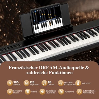 Costway 88 Πλήκτρα Φορητό Ψηφιακό Πιάνο Μαύρο MU10124DE-DK