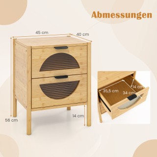 Costway Μοντέρνο Κομοδίνο από Μπαμπού 45 x 56 x 40 cm με 2 Συρτάρι... Costway Μοντέρνο Κομοδίνο από Μπαμπού 45 x 56 x 40 cm με 2 Συρτάρι...