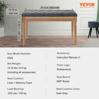 Πάγκος VEVOR με Επένδυση, 16 Γκρι Σκαμπό με Μαξιλάρι και Πόδια από ... Πάγκος VEVOR με Επένδυση, 16 Γκρι Σκαμπό με Μαξιλάρι και Πόδια από ...