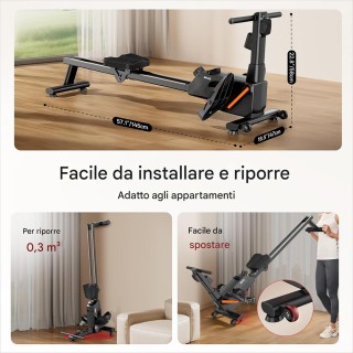 BAKAJI Πτυσσόμενος Κωπηλατικός Γυμναστικής για Σπίτι με 8 Επίπεδα Α...