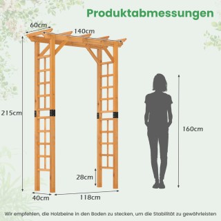 Costway Ξύλινη Πέργκολα Κήπου με Καμάρα και Πορτοκαλί Σκεπή M NP123...