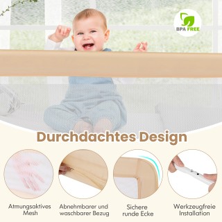 Costway 150 εκ. Αναδιπλούμενο Παιδικό Κάγκελο Κρεβατιού με Αφαιρούμ...