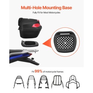 VEVOR 48L Μοτοσυκλετιστικό Κουτί Αποθήκευσης Ουράς με Αντανακλαστικ...