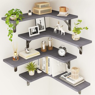 BAKAJI Σετ 4 Γκρι Ξύλινα Ράφια Τοίχου Εξοικονόμησης Χώρου 41x14x29... BAKAJI Σετ 4 Γκρι Ξύλινα Ράφια Τοίχου Εξοικονόμησης Χώρου 41x14x29...