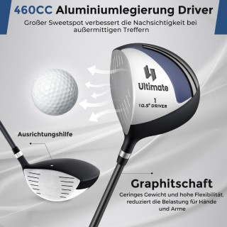 Costway Σετ Γκολφ για Αριστερόχειρες Άνδρες με Ελαφριά Κατασκευή - ...