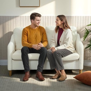 HOMCOM Μοντέρνος Διθέσιος Καναπές με Παχιά Μαξιλάρια και Επένδυση S...