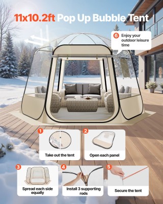 VEVOR Κινητό Διαφανές Σκηνικό Σαφής Θόλος 3.36 x 3.05 μ – Πανοραμικ...