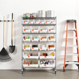 VEVOR 7-Επίπεδη Κινητή Ραφιέρα Αποθήκευσης με 22 Κάδους Οργάνωσης K...