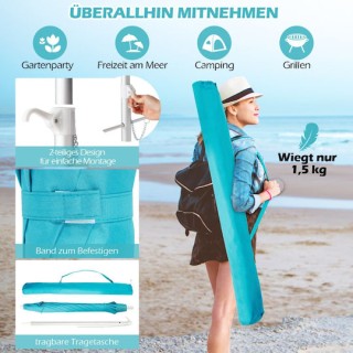 Costway Παραλία Ομπρέλα Μπαλκονιού Προστασίας από τον Ήλιο με Ρύθμι...