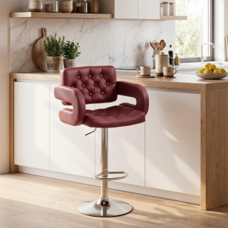 HOMCOM Σκαμπό Μπαρ με Πλάτη και Μπράτσα, Ρυθμιζόμενο Ύψος και Υποπό...