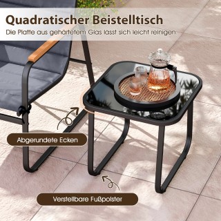 Costway Σετ Μπιστρό 3 Τεμαχίων για Βεράντα με Τραπέζι με Γυάλινη Επ...