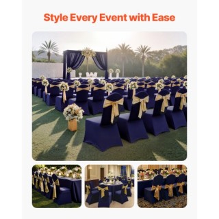 VEVOR Σετ 50 Καλύμματα Καρέκλας Navy Blue, Ελαστική Πολυεστερική Σύ...
