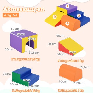 Costway Σετ Μαλακών Αφρώδους Υλικού 4 Τεμαχίων με Σήραγγα, Τσουλήθρ... Costway Σετ Μαλακών Αφρώδους Υλικού 4 Τεμαχίων με Σήραγγα, Τσουλήθρ...