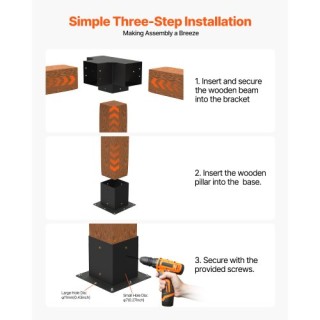 VEVOR Σετ Βραχιονών Περγκολάς 4x4 Ιντσών Εσωτερικού 3.5x3.5 3 & 4 Κ...