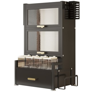 BAKAJI Μεταλλική Ραφιέρα με Διπλή Βιτρίνα και Μαύρο Συρτάρι 02842265