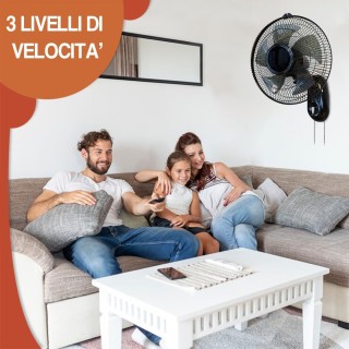 BAKAJI Επιτοίχιος Ανεμιστήρας 36 εκ. με 3 Ταχύτητες Πτερύγια από Πο...