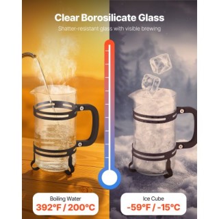 VEVOR Γαλλική Καφετιέρα 1L από Βοριοπυριτικό Γυαλί Ασημί BLKFYHBLHS... VEVOR Γαλλική Καφετιέρα 1L από Βοριοπυριτικό Γυαλί Ασημί BLKFYHBLHS...