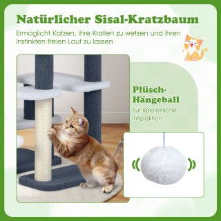 Costway Πύργος & Σκάλα Γάτας 2-σε-1 με Στύλο από Σιζάλ και 3 Μεγάλε...