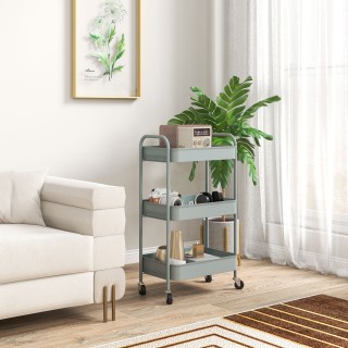 HOMCOM  Τρόλεϊ Κουζίνας 3 Επιπέδων με Λαβές και 4 Ρόδες, από Ατσάλι...