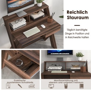 Costway  Μοντέρνο Γραφείο Υπολογιστή με Εργονομική Ανύψωση Οθόνης κ...