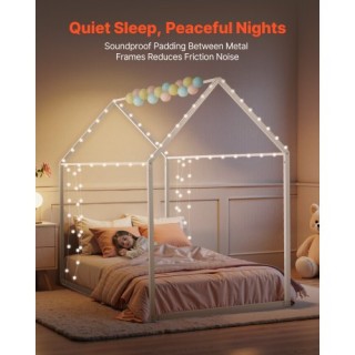 VEVOR Μεταλλικό Παιδικό Κρεβάτι Δαπέδου με Σκεπή - Χρώμα Λευκό HGCB... VEVOR Μεταλλικό Παιδικό Κρεβάτι Δαπέδου με Σκεπή - Χρώμα Λευκό HGCB...