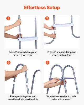 VEVOR Σκάλα Πισίνας Υπερυψωμένης 4 Σκαλιών A-Frame από Ατσάλι για Ύ...