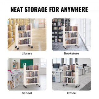 VEVOR Καρότσι Βιβλίων 330 lbs, Μονόπλευρα Ράφια L, Λευκό LXTSGTCBS... VEVOR Καρότσι Βιβλίων 330 lbs, Μονόπλευρα Ράφια L, Λευκό LXTSGTCBS...