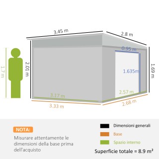 Outsunny Κήπος Σπιτάκι με Συρόμενη Πόρτα, από Ατσάλι, 345x280.5x169... Outsunny Κήπος Σπιτάκι με Συρόμενη Πόρτα, από Ατσάλι, 345x280.5x169...