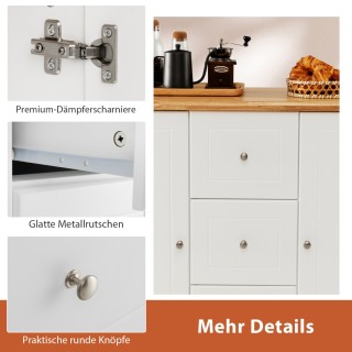 Costway Λευκός Ξύλινος Νησίδα Κουζίνας με 5 Κρυφούς Τροχούς και Επι...