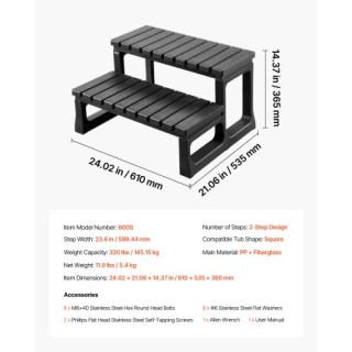 VEVOR Διπλόμαρκος Βαρέως Τύπου για Υπαίθρια Σπα, 599.5mm, 145.2kg, ...