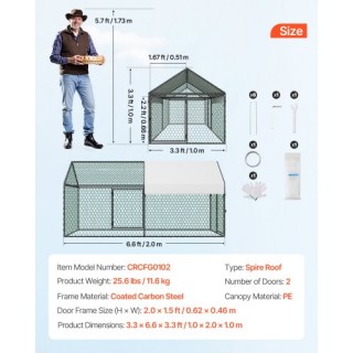 VEVOR Μεταλλικός Κοτέτσι 4-6 Κοτόπουλα με Αδιάβροχο Κάλυμμα & Διπλέ... VEVOR Μεταλλικός Κοτέτσι 4-6 Κοτόπουλα με Αδιάβροχο Κάλυμμα & Διπλέ...