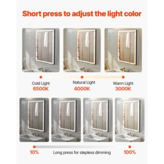 VEVOR Φωτιζόμενο Ντουλάπι Καθρέφτης 50 x 70 εκ. Εντοιχισμένο με Φωτ...