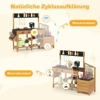 Costway Παιδική Κουζίνα Φύσης με Πάγκο Φύτευσης & Σχάρα Στήριξης - ...