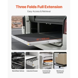 VEVOR Συρόμενοι Οδηγοί Συρταριών 16-60 εκ. με Απαλό Κλείσιμο και Πλ...