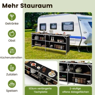 Costway Πτυσσόμενο Τραπέζι Κάμπινγκ 206 x 38 x 83 cm με Αποθηκευτικ...