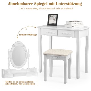 Κλασικό Σετ Τουαλέτας Μακιγιάζ με Σκαμπό και LED Λάμπες 75 x 40 x 1...